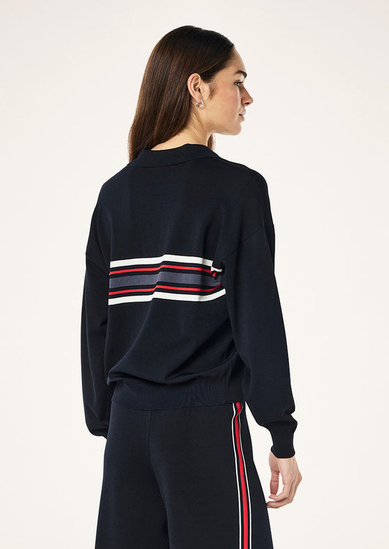 PE Nation Retreat Collar Knit Dark Saphire