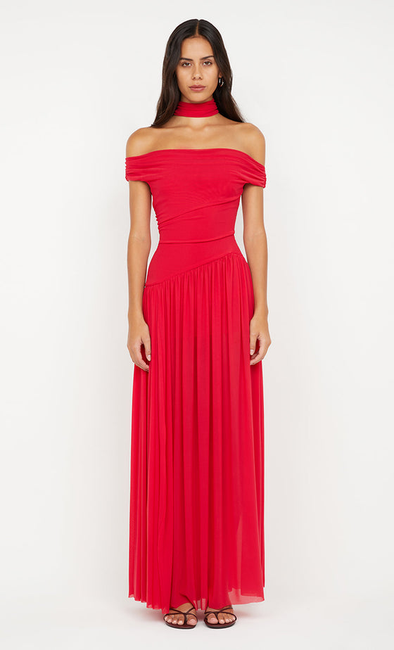 Bec & Bridge Deija Offshoulder Maxi Dress Strawberry
