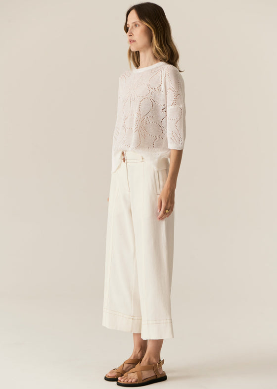POL Clothing Carsen Crop Denim Pant Ecru