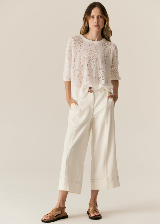 POL Clothing Carsen Crop Denim Pant Ecru