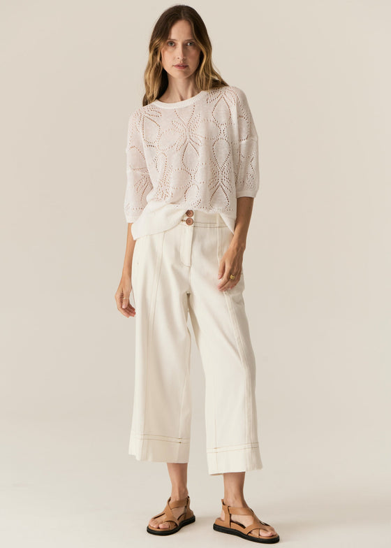 POL Clothing Carsen Crop Denim Pant Ecru
