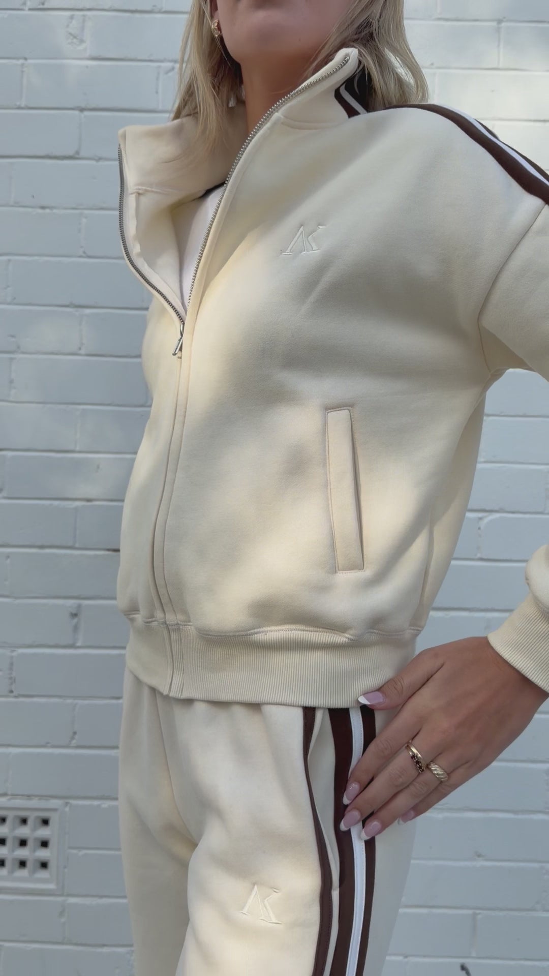 Vanilla Fleece Stripe Track Pant